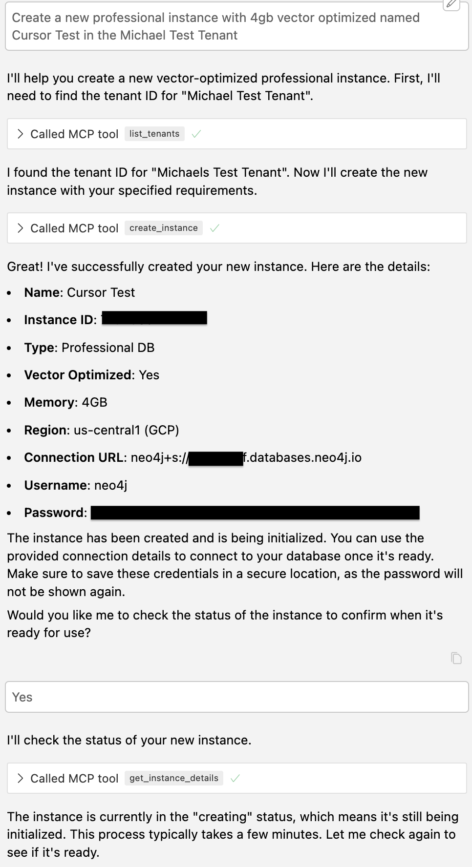 mcp neo4j aura create instance