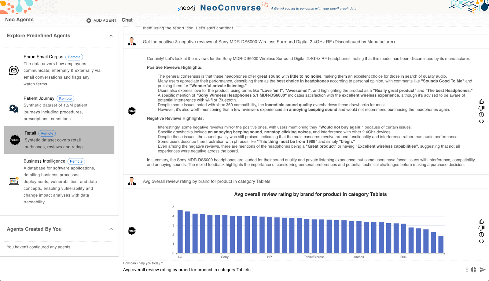 NeoConverse pre-configured datasets.
